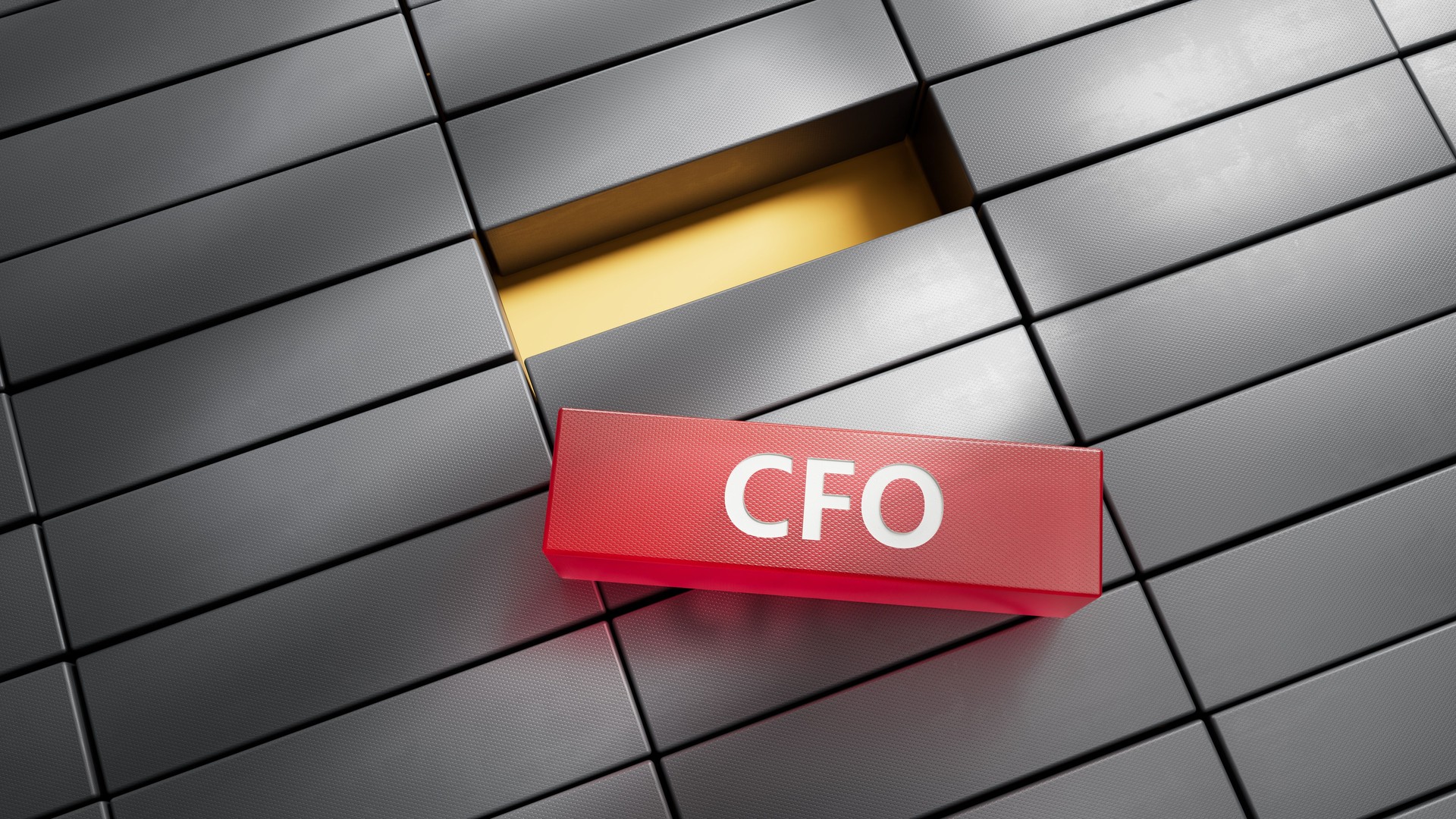 concept word CFO on metal blocks.close up of metal blocks,Business Concept.3D rendering on red background.
